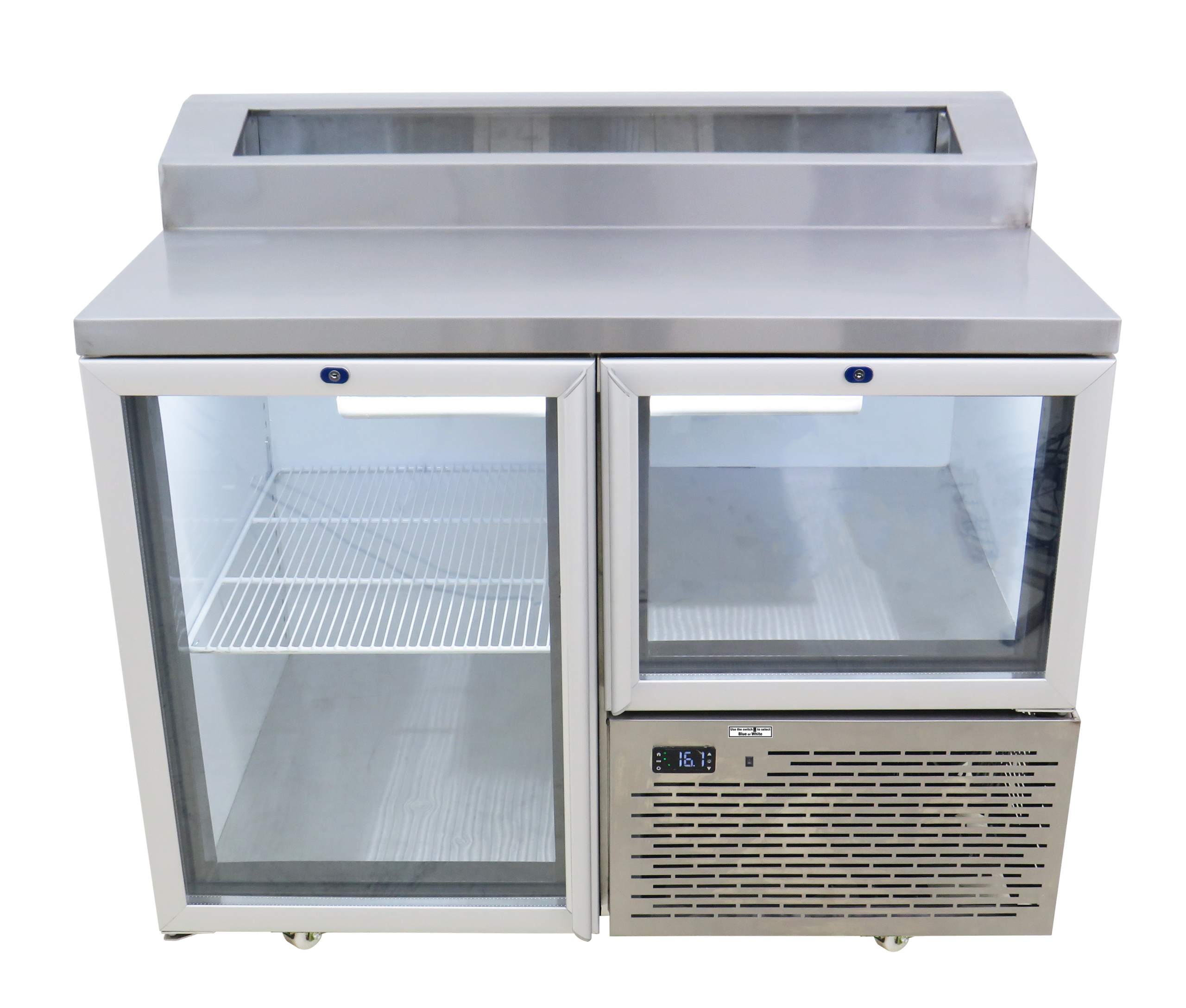 EB1150PG 400 LT Glass  Door Underbar Fridge with Pizza Top