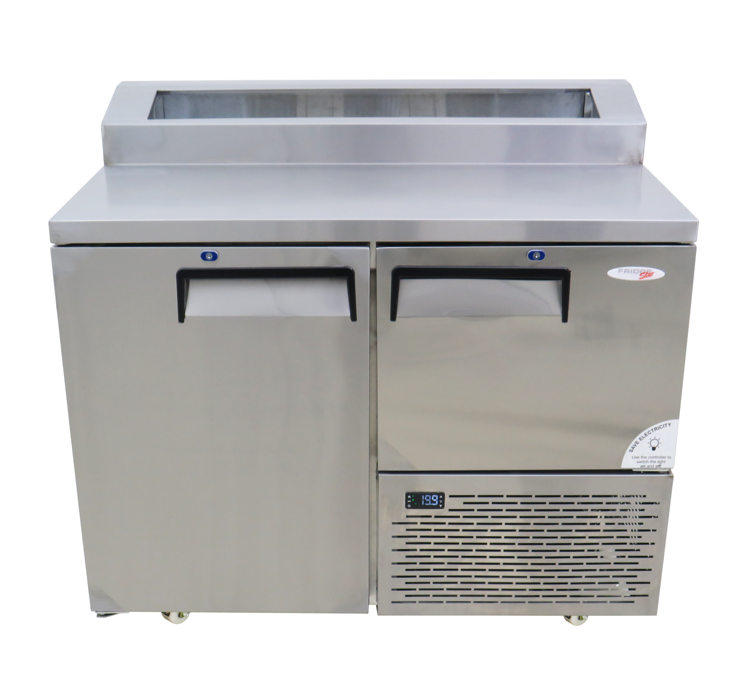 EB1150PS 400 LT Stainless Steel  Door Underbar Fridge with Pizza Top