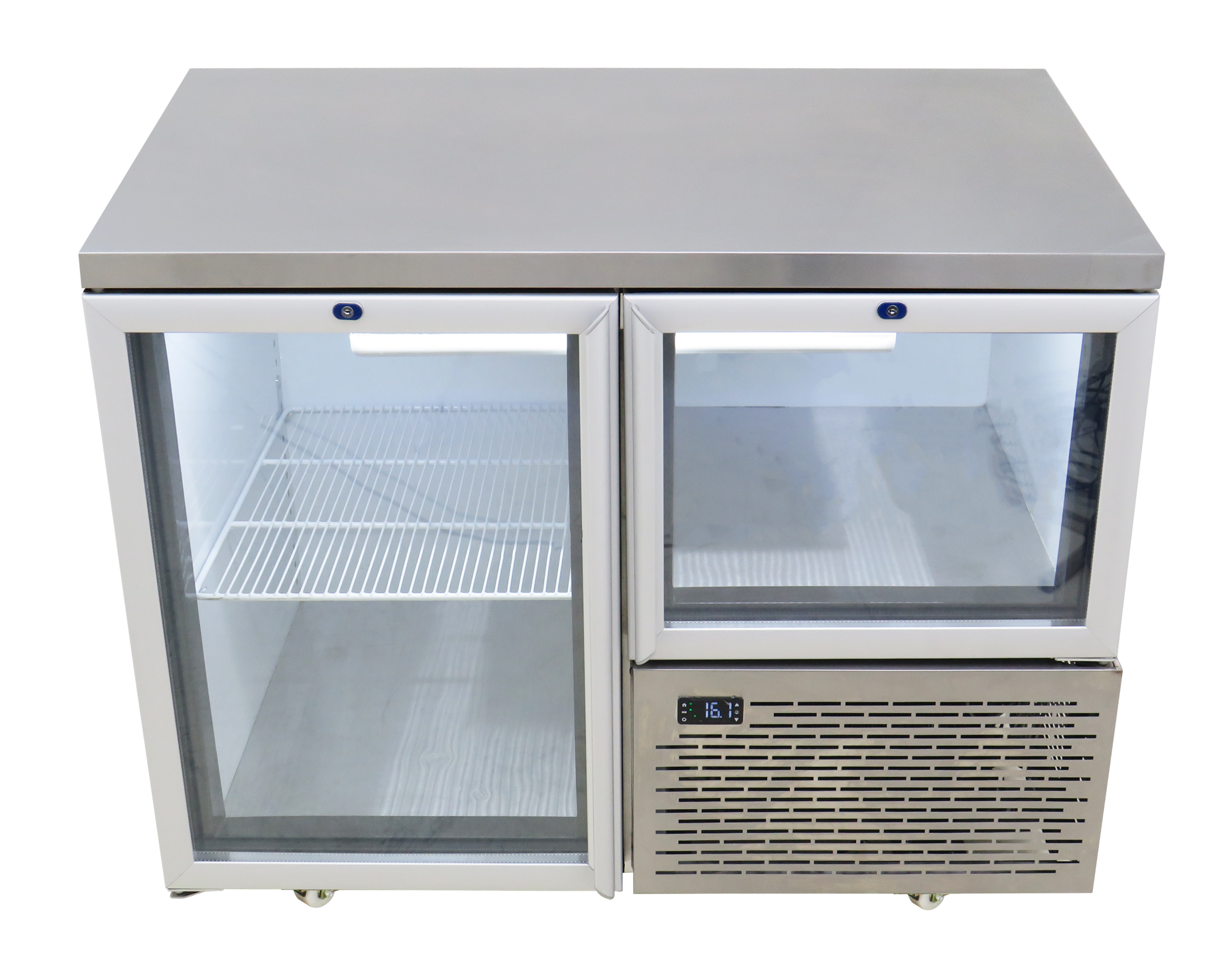 EB1150SG 373 LT Flat Top Glass Door Underbar Fridge