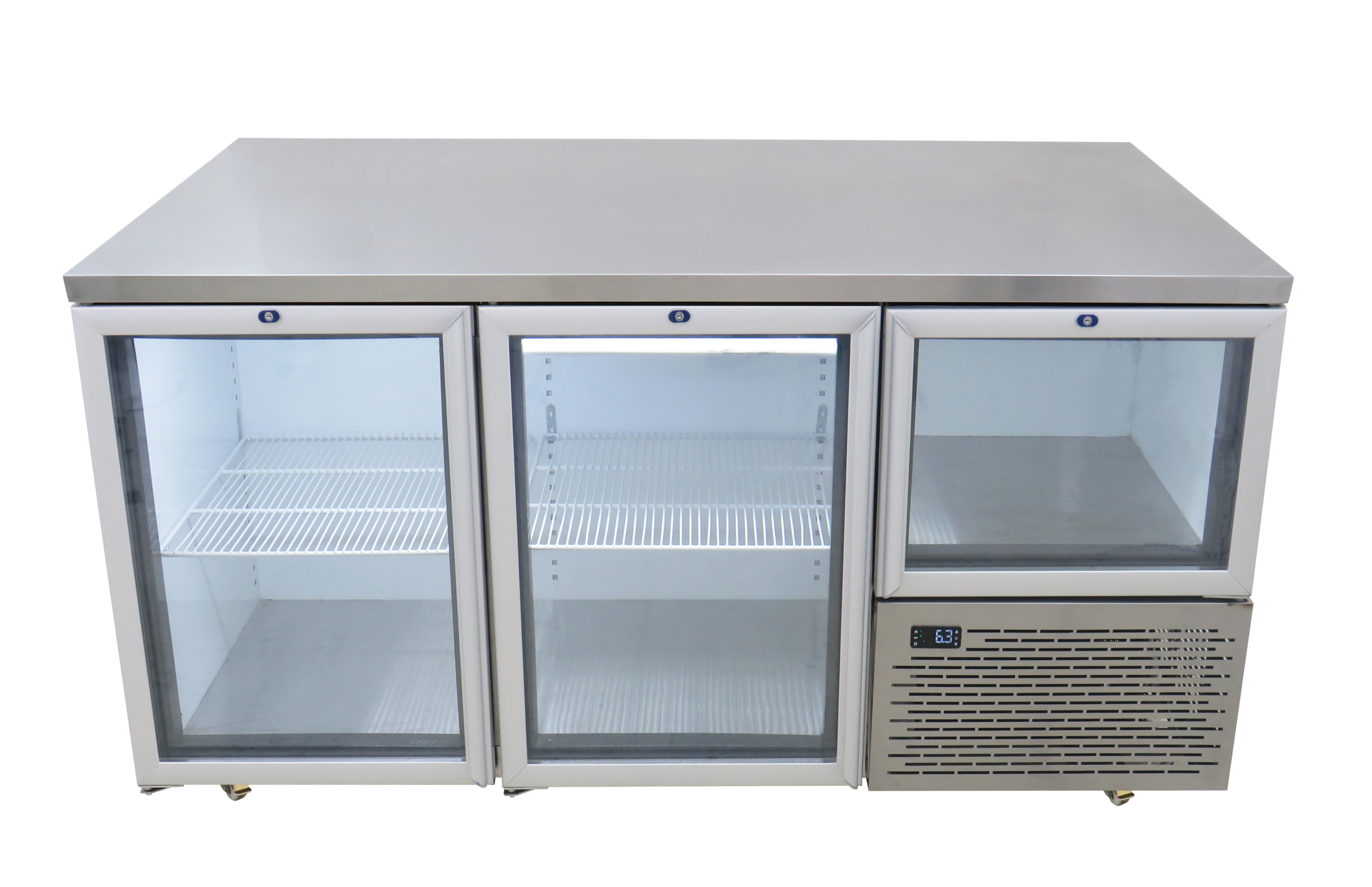 EB1720SG 633 LT Flat Top Glass Door Underbar Fridge