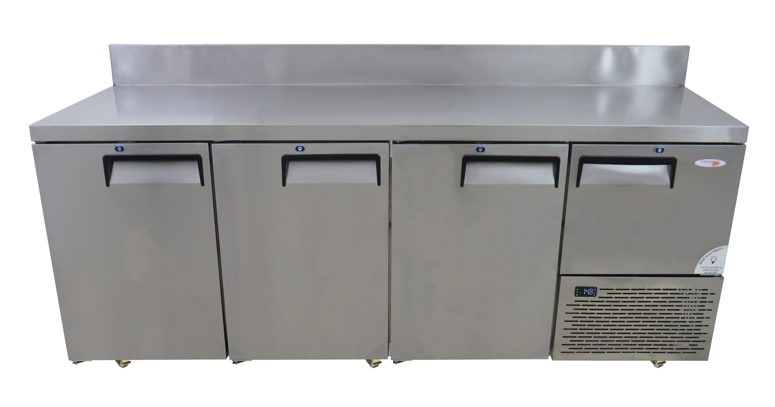 EB2300BS 893 LT Stainless Steel Door Underbar Fridge with Splash Back