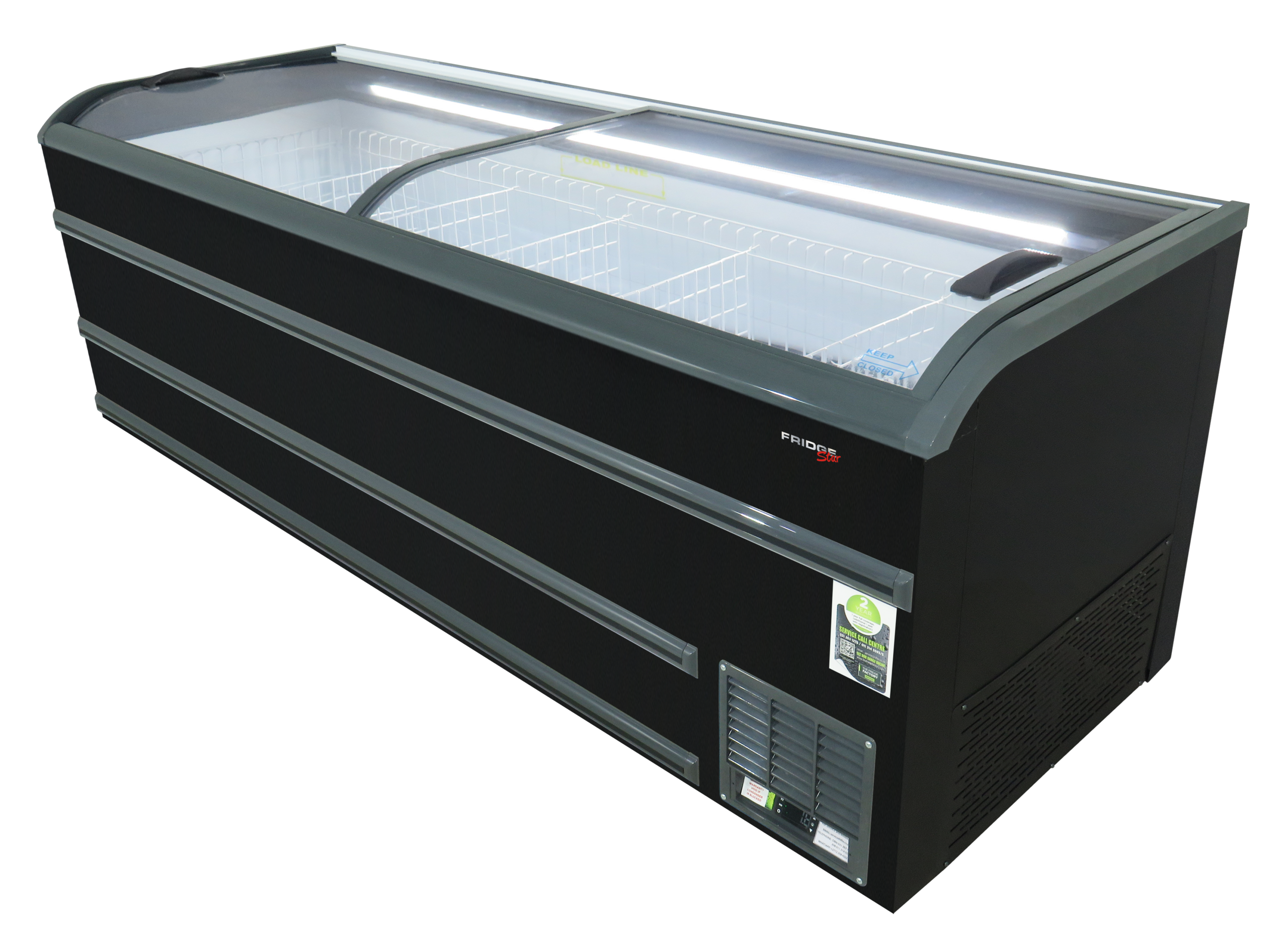 VT2500B 1113 LT Glass Top Island Freezer Black