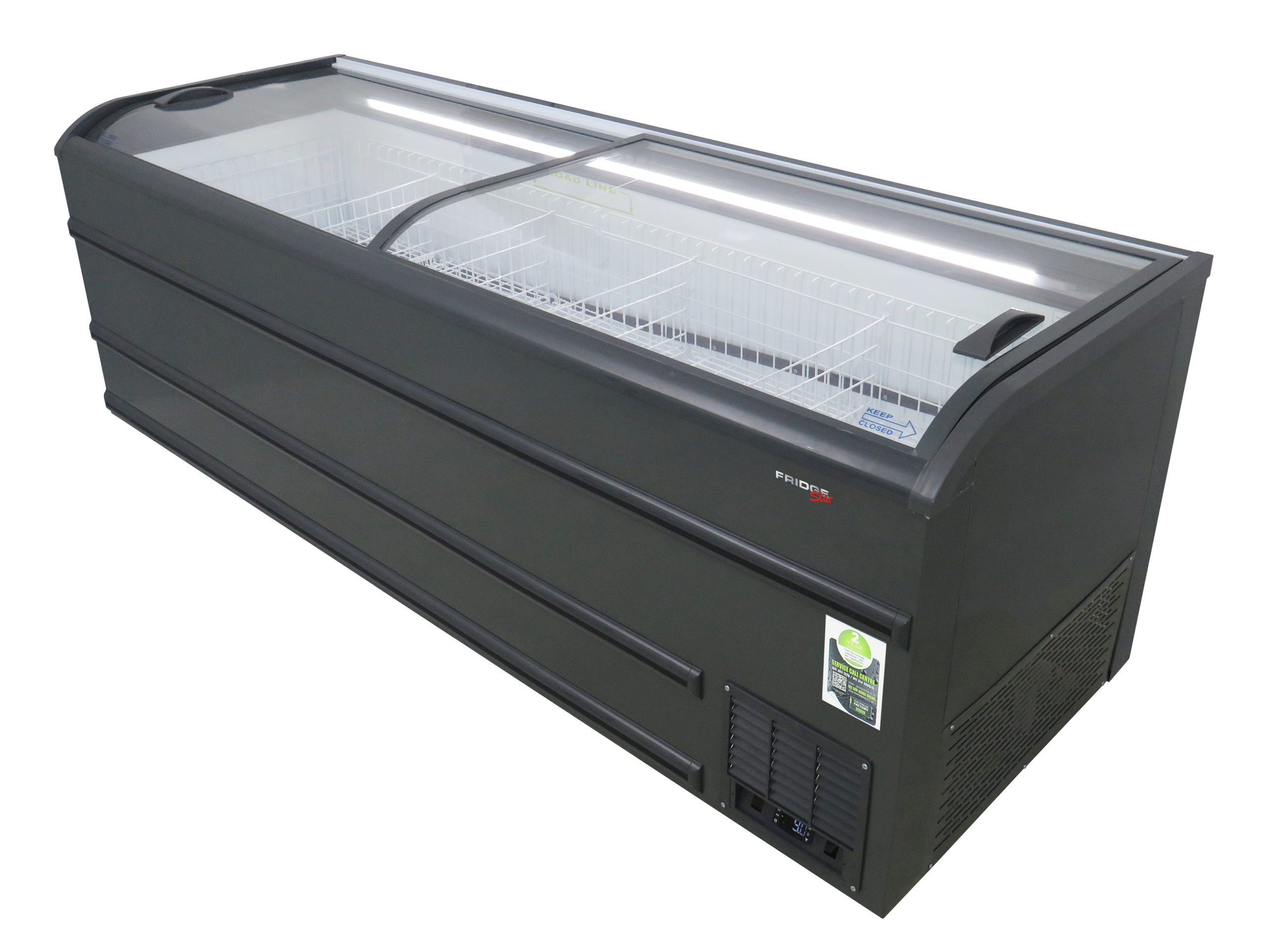 VT2500G 1113 LT Glass Top Island Freezer Grey